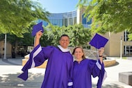 Mom, Brandi, and son, Kyle Fields, graduate together from Texas Christian University.