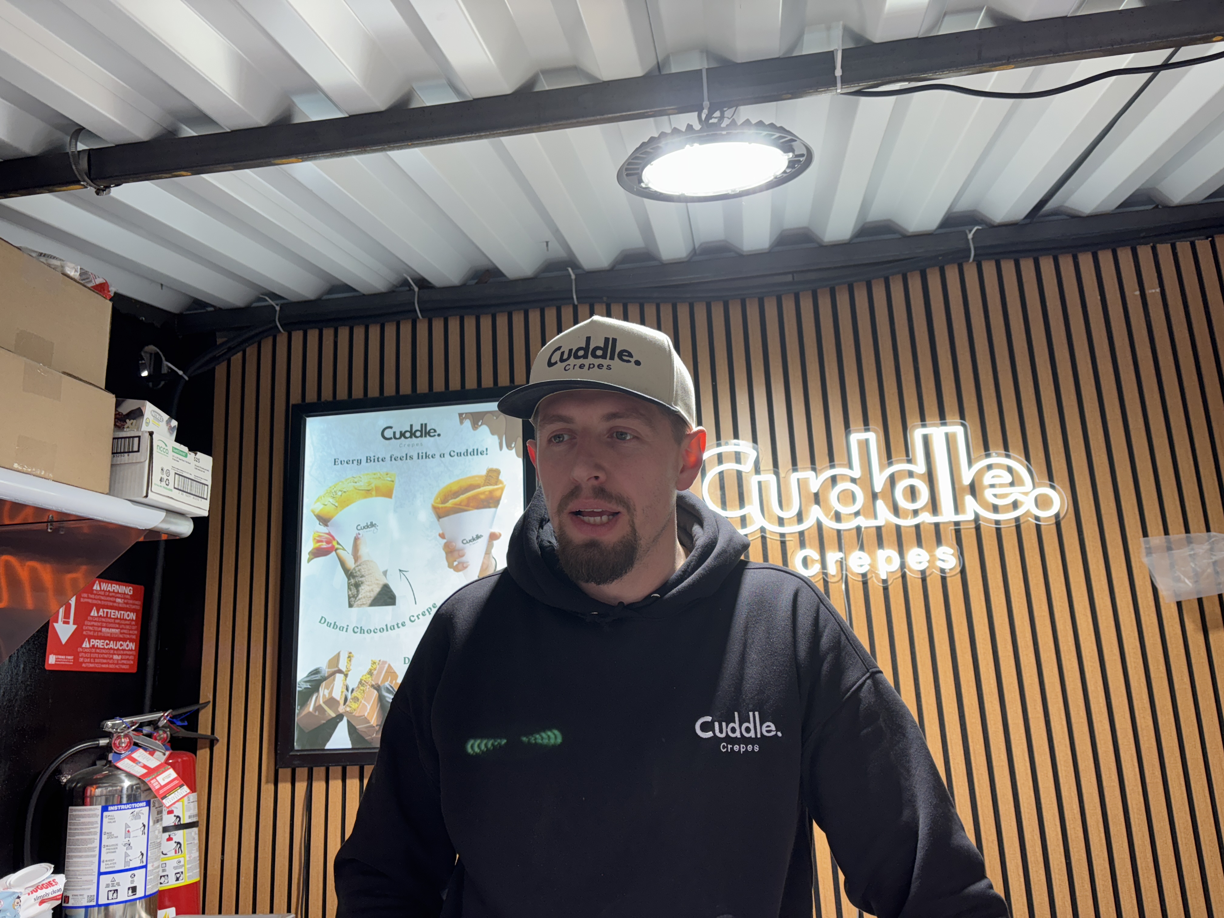 Erisad Lugjaj, who with his wife launched Cuddle Crepes, Columbus Circle holiday market