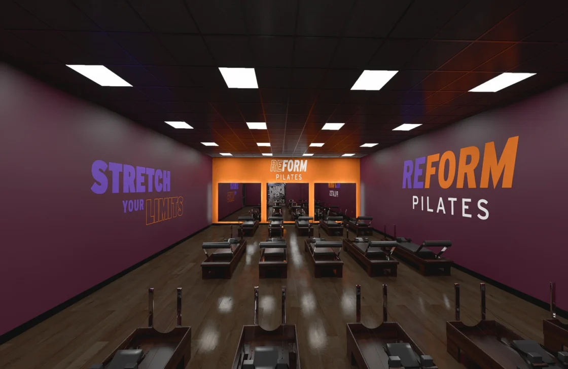 rendering of a Crunch Fitness Pilates studio