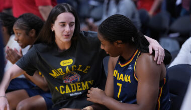 Taylor Swift and Caitlin Clark at Chiefs-Texans game in the Divisional Round of the NFL Playoffs on January 18, 2025.