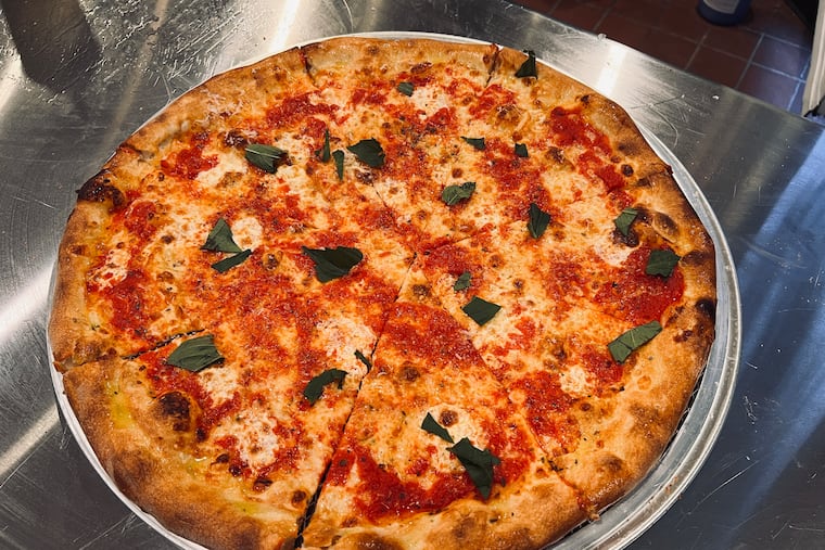 Cheese pizza from Marina's Pizza, 1425 Frankford Ave., Philadelphia, on Dec. 18, 2025.