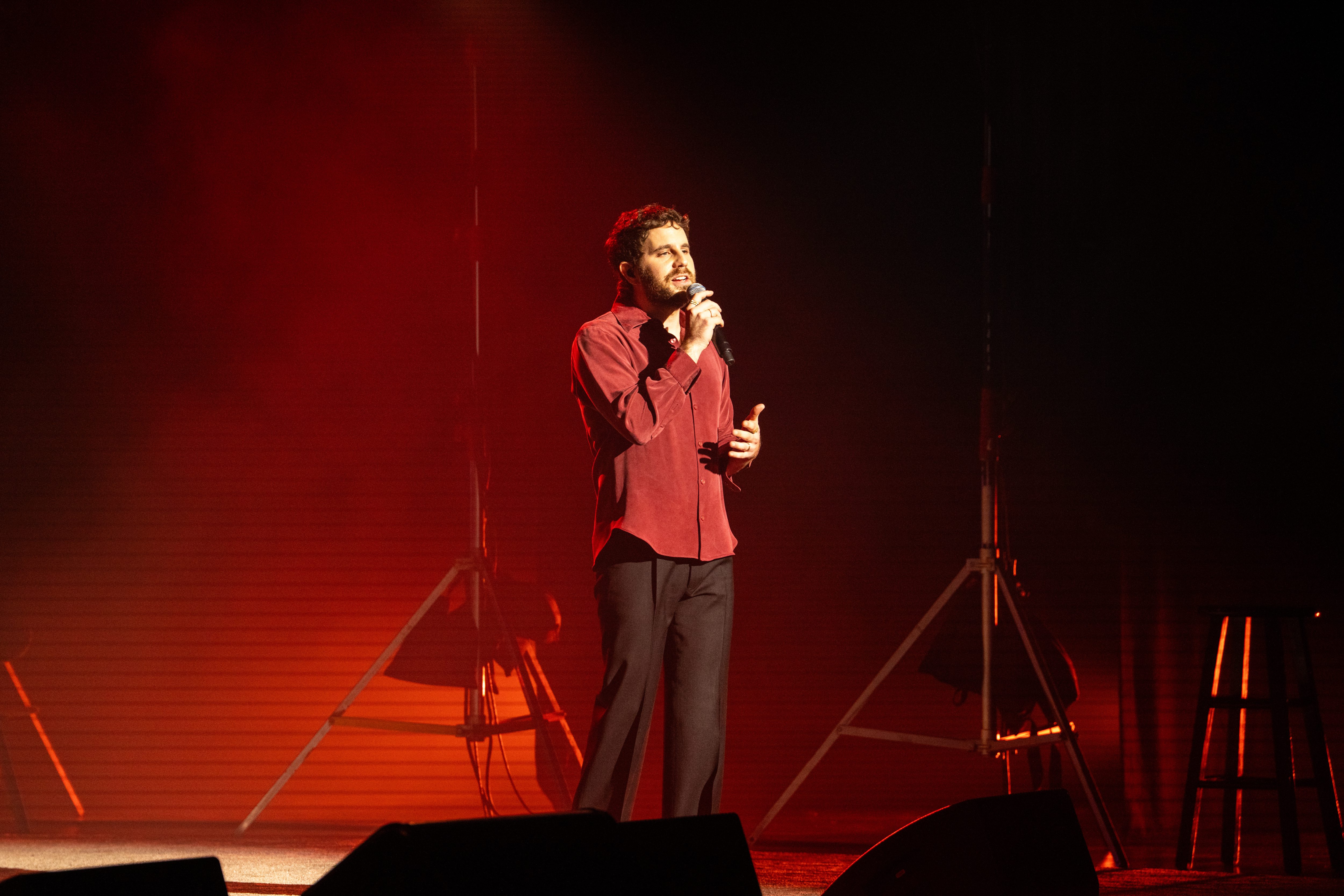 Ben Platt sings during the opening night of his two...