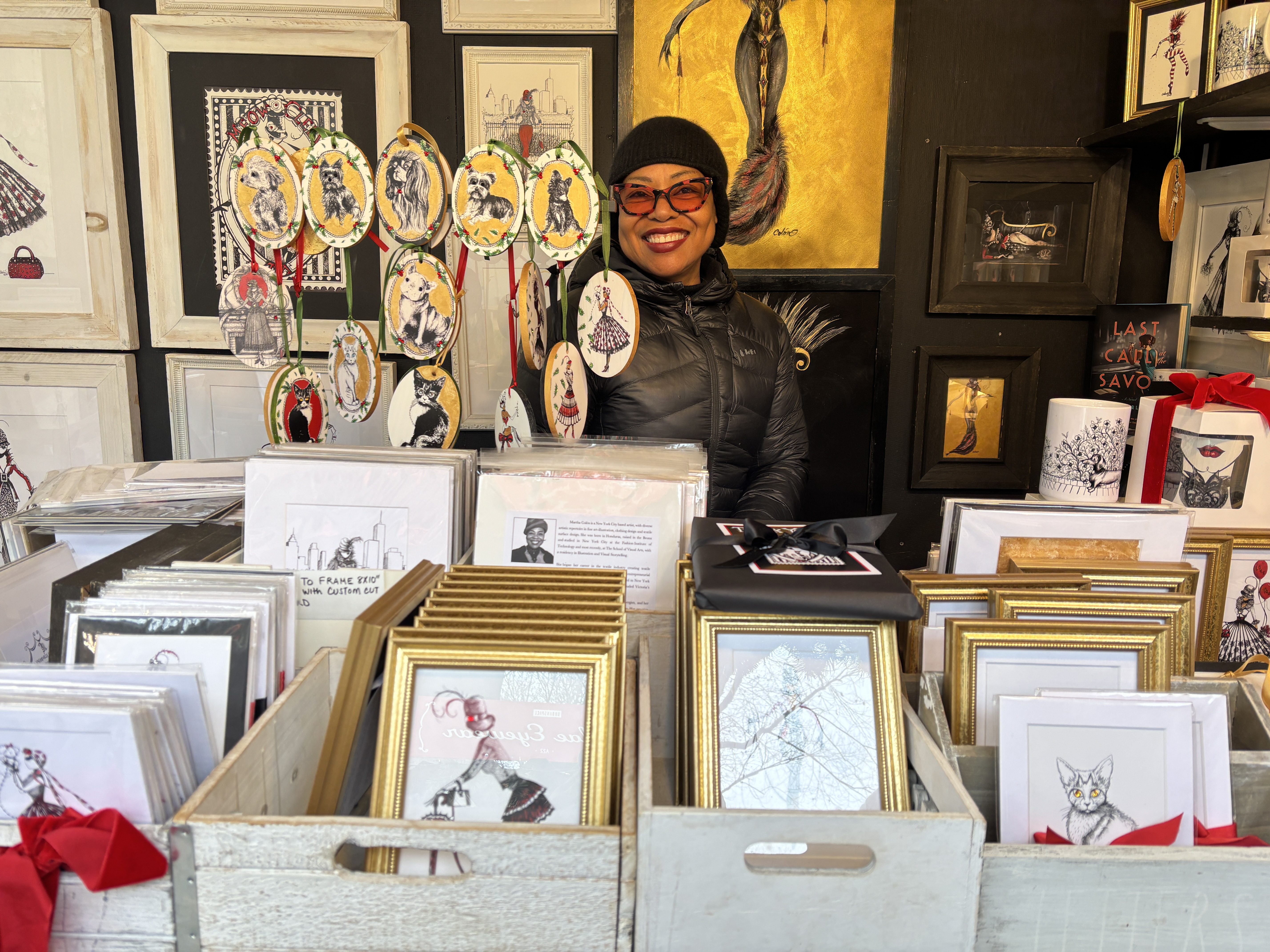 Martha Colon at her stand in the Columbus Circle Holiday Market.