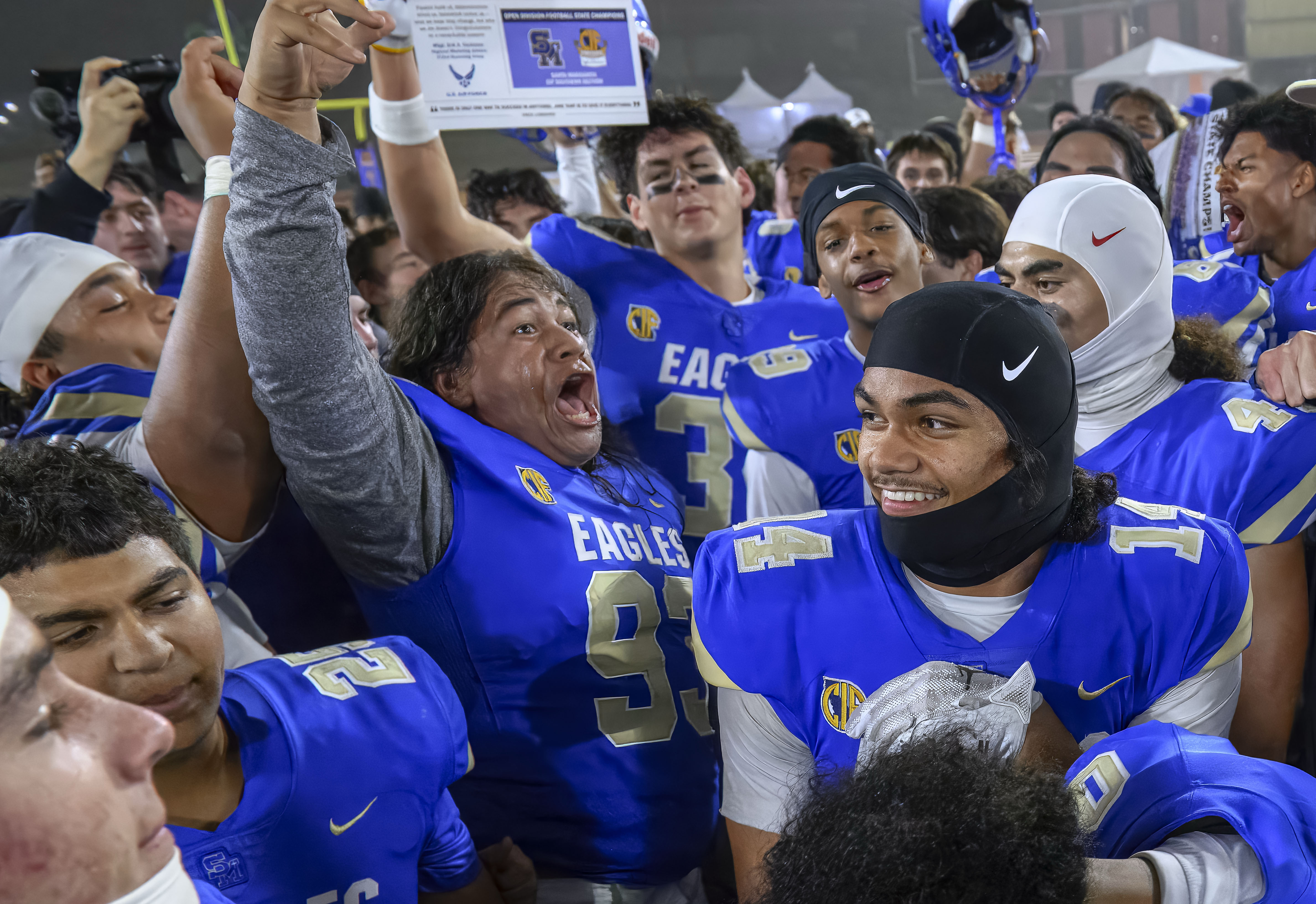 Santa Margarita players celebrate after winning the CIF State Open...