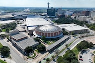 Aerial view of the Kay Bailey Hutchison Convention Center on Friday, Sept. 12, 2025, in Dallas