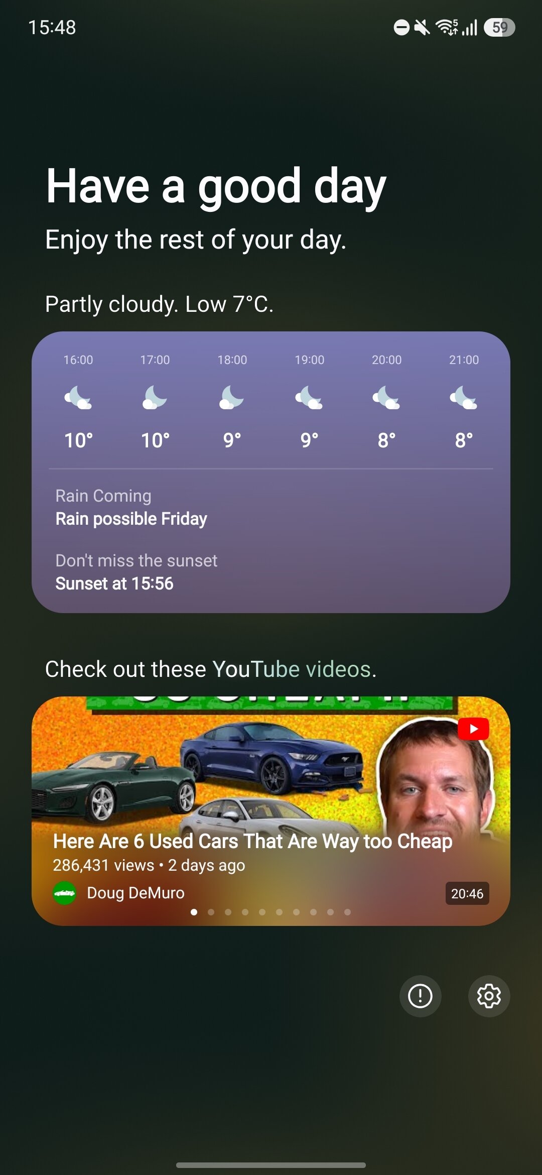 YouTube recommendations in the Now Brief as part of One UI 8.5