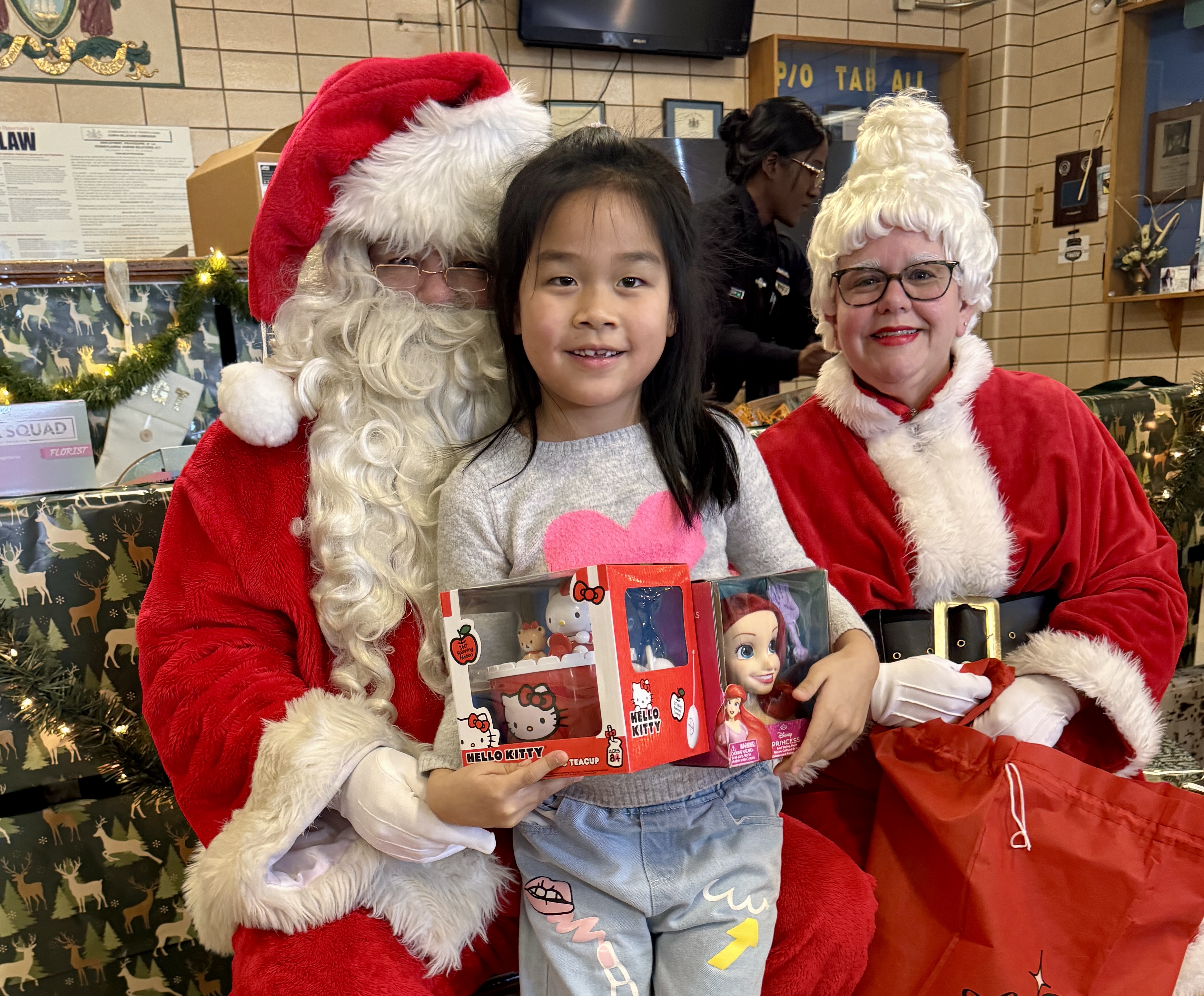 CW student Mia was pleased as punch with the gifts...