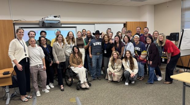 Rancho Santa Fe School Superintendent Kim Pinkerton and the school board members with R. Roger Rowe teachers. (Beth Engstrom)