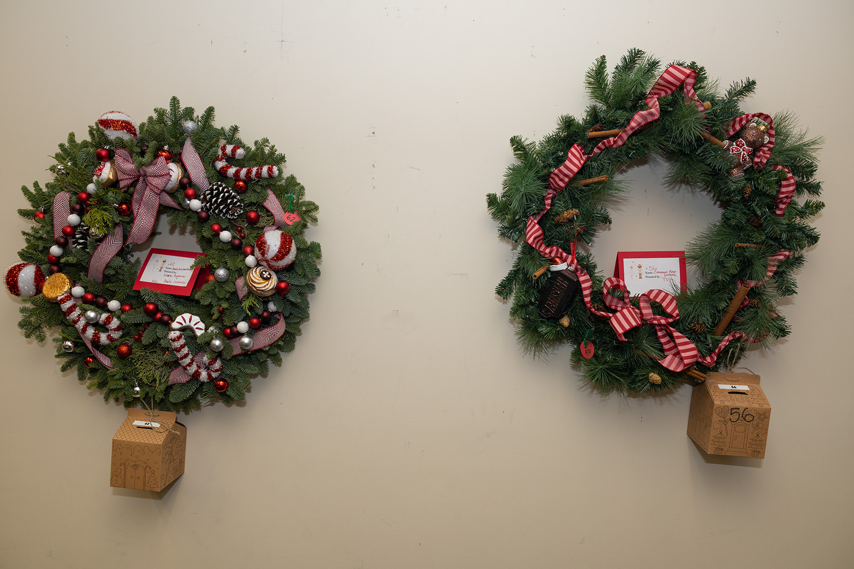 “Candy Cane Lane” wreath by Femme Ambrosio and Amelie Gamache...