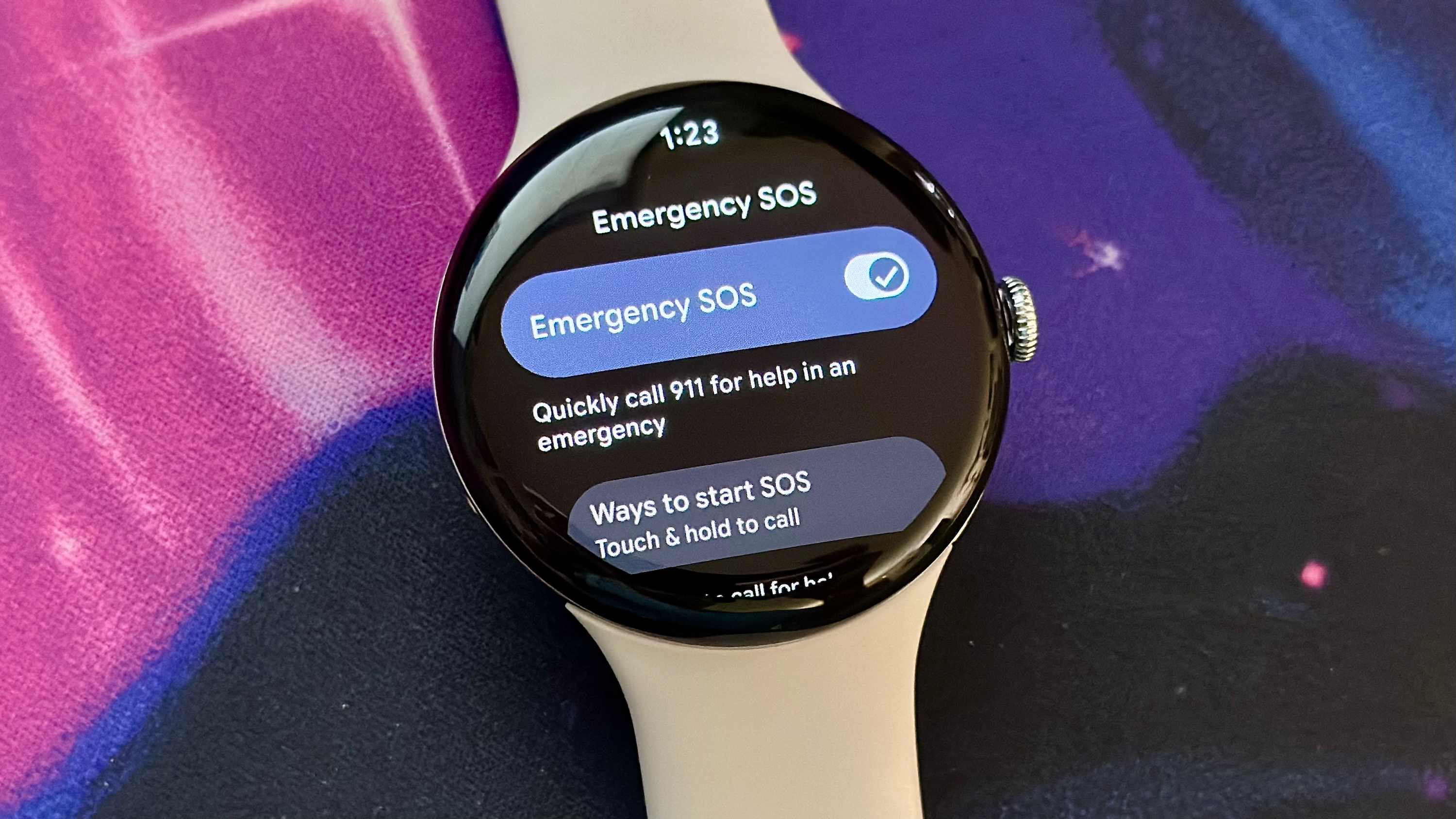 The Emergency SOS settings on the Google Pixel Watch 4.