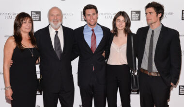 Honoree Rob Reiner poses with his wife Michele and children Nick, Romy and Jake at the 41st Annual Chaplin Award Gala at Avery Fisher Hall on Monday, April 28, 2014 in New York. (Photo by Evan Agostini/Invision/AP)