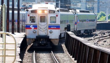 A Trenton line SEPTA train moves into place at 30th Street Station in this 2014 file photo.