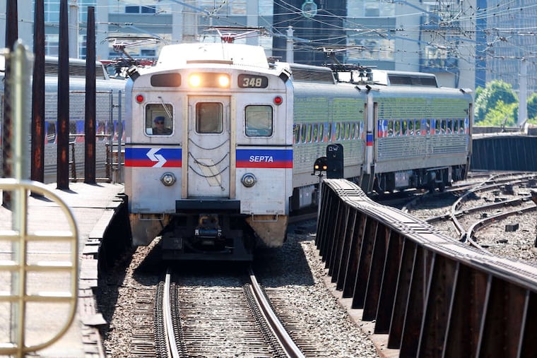 A Trenton line SEPTA train moves into place at 30th Street Station in this 2014 file photo.