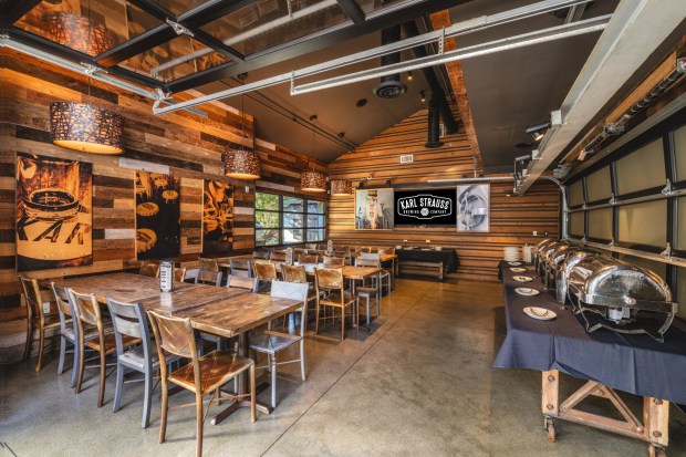 All of Karl Strauss' nine Southern California brewery-restaurants (four of which are in San Diego County) can host groups of five to 500 guests. Its downtown San Diego, Carlsbad and Sorrento Mesa locations are equipped with private rooms further bolstered by rentable outdoor patio spaces. Pictured here: A room in its Sorrento Mesa brewery. (Karl Strauss)