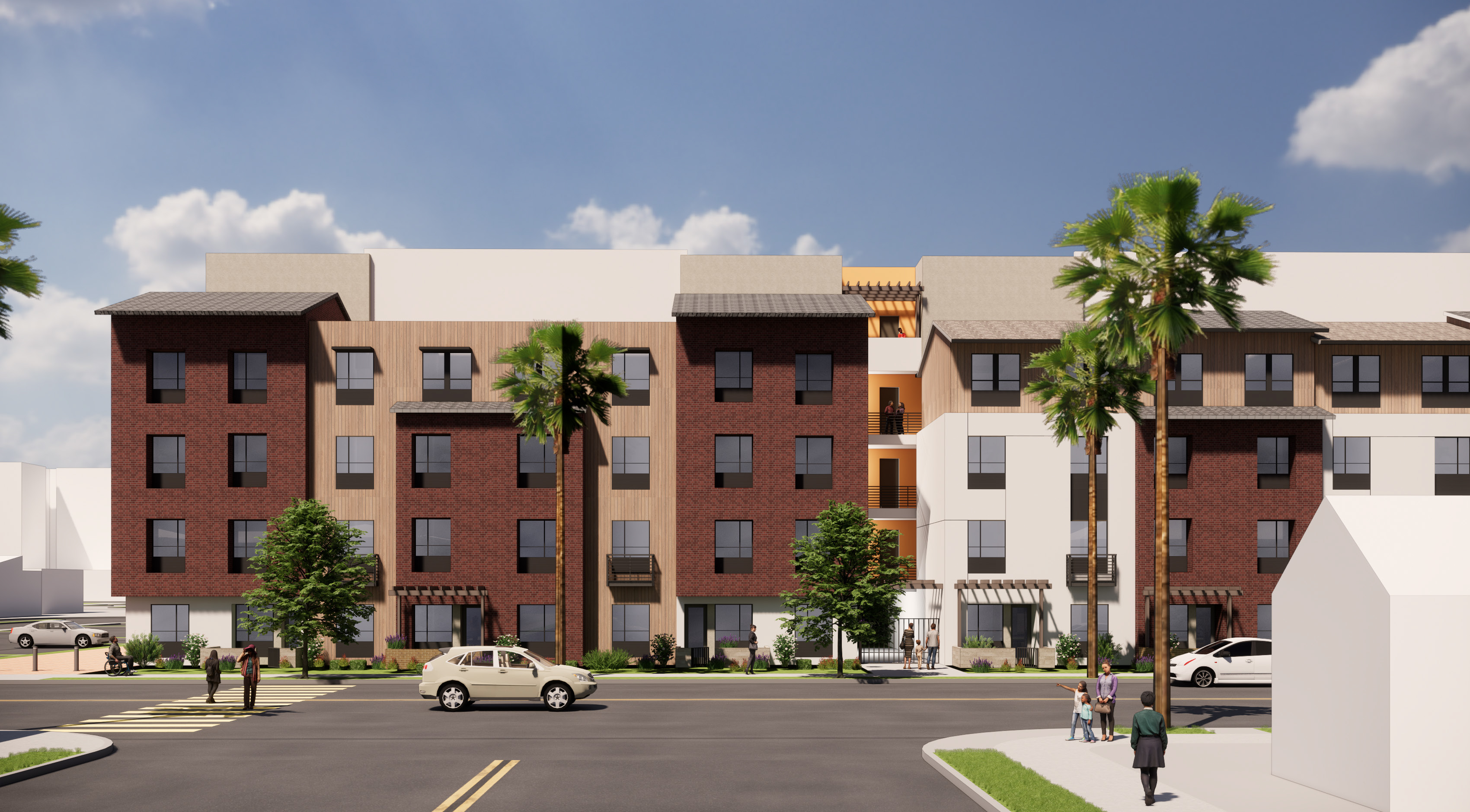 A rendering of a street scene within a more than...