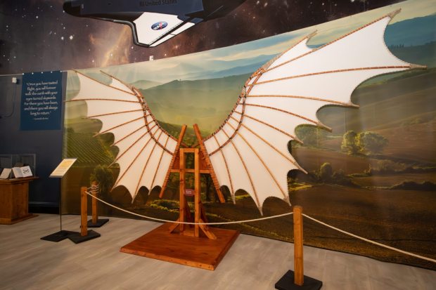 "Da Vinci's First Flight," designed and presented by the Artisans of Florence, is on view at the San Diego Air and Space Museum through Jan. 4, 2026. (San Diego Air and Space Museum)