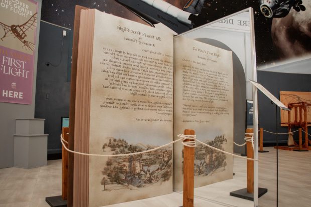 "Da Vinci's First Flight," designed and presented by the Artisans of Florence, is on view at the San Diego Air and Space Museum through Jan. 4, 2026. (San Diego Air and Space Museum)
