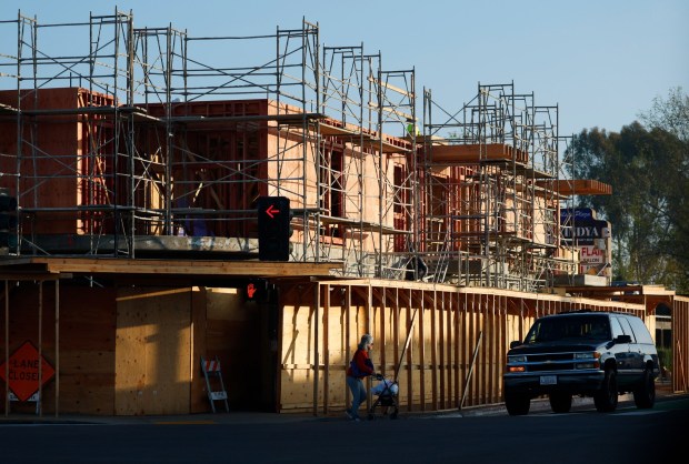 A 38-unit apartment complex is being built at the corner of Clairemont Drive and Clairemont Mesa Boulevard, shown on Dec. 16, 2025 in San Diego. (K.C. Alfred / The San Diego Union-Tribune)
