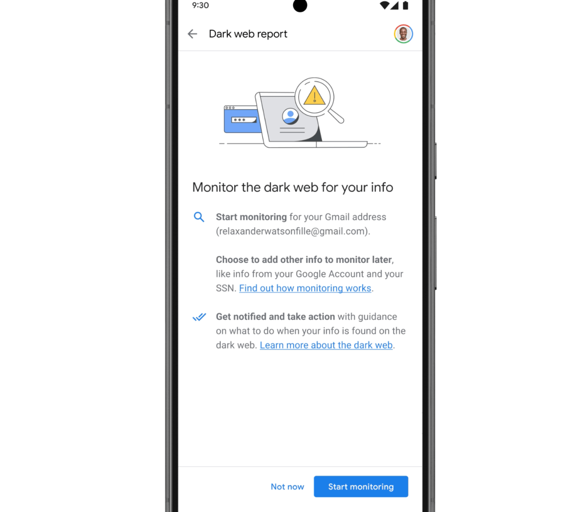 Google's new dark web report feature