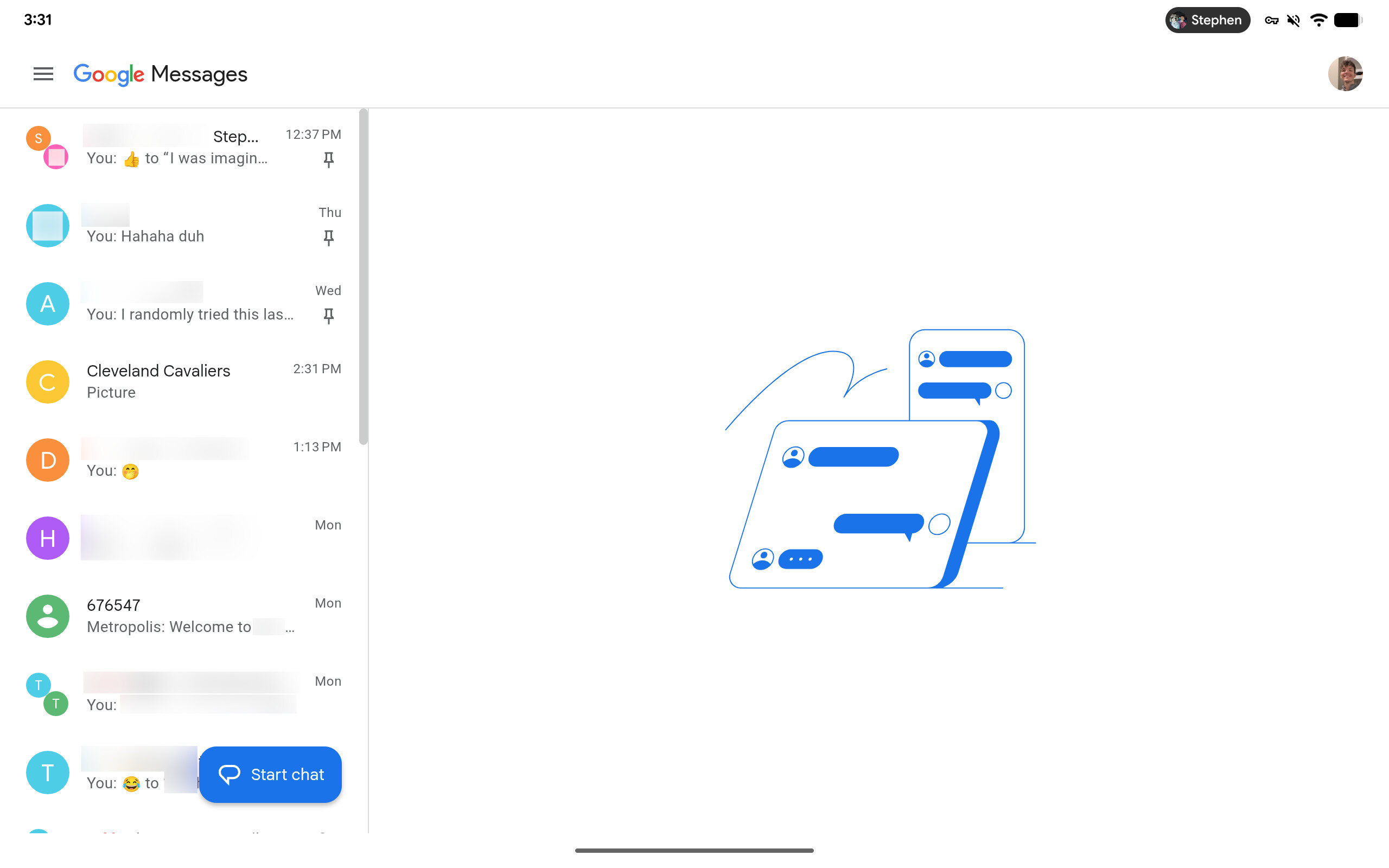 Google Messages for Pixel Tablet