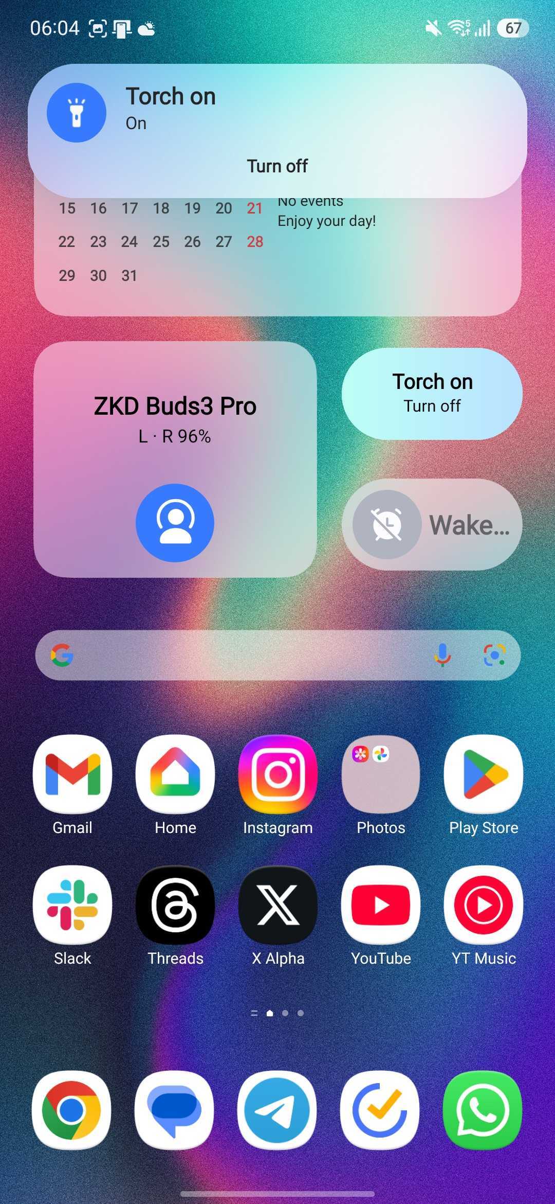 Now Bar torch indicator flashlight status indicator in the Now Bar