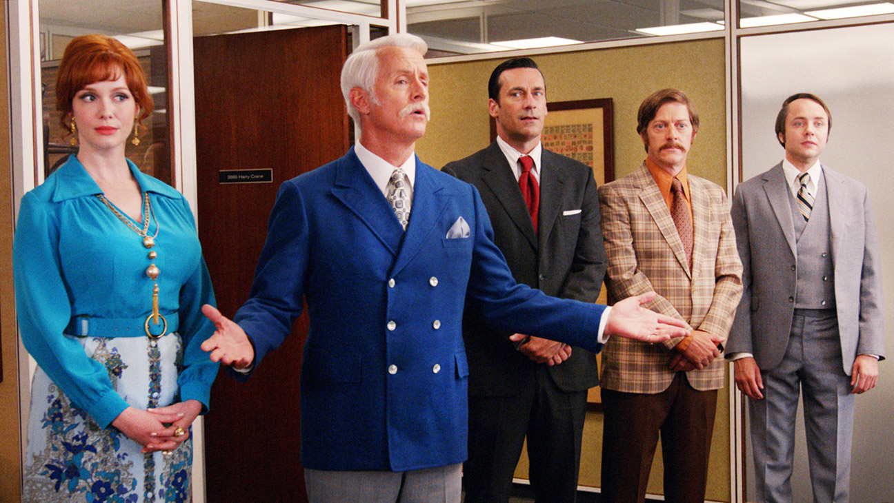 Mad Men, (from left): Christina Hendricks, John Slattery, Jon Hamm, Kevin Rahm, Vincent Kartheiser, 'Time and Life', (Season 7, ep. 711, aired April 26, 2015).