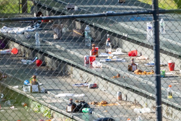A 32yr old man was pronounced dead at Jacobi Hospital after he was shot in the chest whilst inside of Haffen Park near Burke Avenue and Wickham Avenue in the Bronx on Saturday August 23, 2025. 1927. A 17yr old girl with a gunshot wound to the face was rushed to Jacobi Hospital in critical condition. Three more people were shot at the same location; A 30yr old man with a gunshot wound to the back and a 29yr old woman with a gunshot wound to the back were both taken by private means to Jacobi Hospital, whilst a 42yr old man was taken by private means to Montefiore Hospital with a gunshot wound to the arm. Photos taken on Sunday August 24, 2025. 0818. (Theodore Parisienne / New York Daily News)