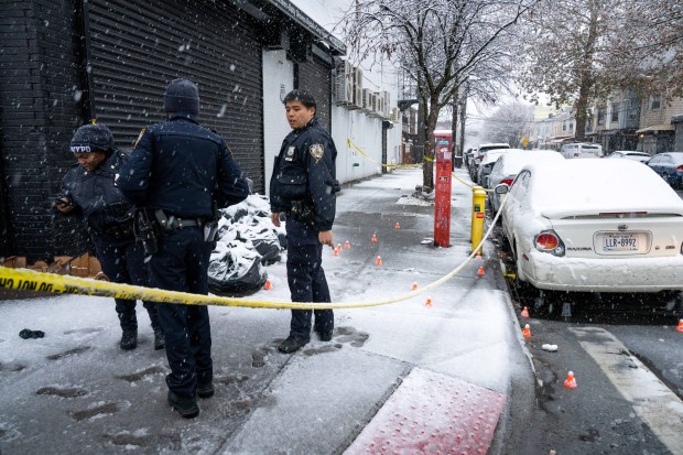 Six teenagers were shot and wounded at a birthday party outside of the Champagne Room Events Space at 2929 Atlantic Avenue in Brooklyn on Sunday December 14, 2025. (Theodore Parisienne / New York Daily News)