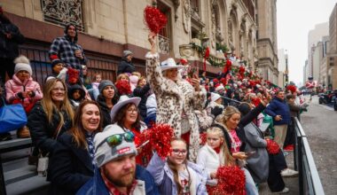 Parade-goers fill downtown Dallas for the city’s holiday parade on Saturday