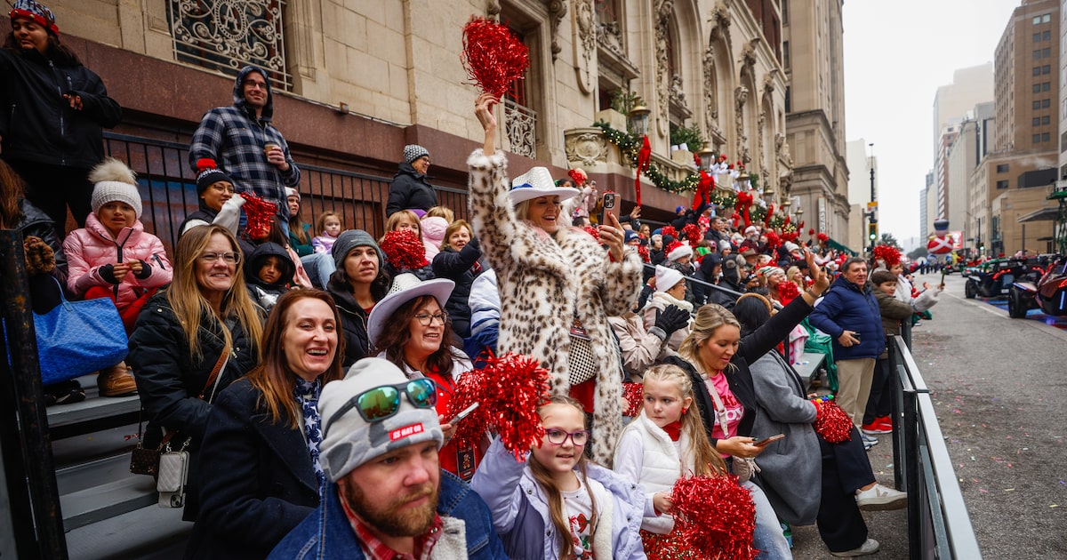 Parade-goers fill downtown Dallas for the city’s holiday parade on Saturday