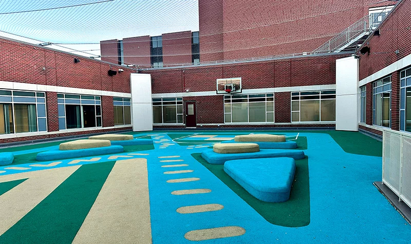 A secure outdoor recreation space on the roof of UCHealth Poudre Valley Hospital is part of the new inpatient behavioral health unit. Photo by Kelly Tracer, UCHealth.