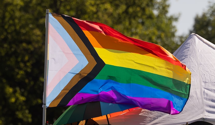A Progress Pride flag flew during the Pride Kel-So festival at the St. Martin-in-the-Fields...