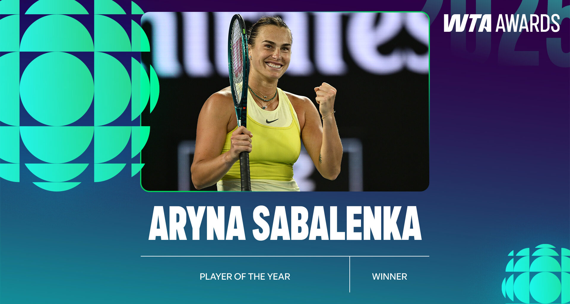 And the winners of the 2025 WTA Tour player awards are ...