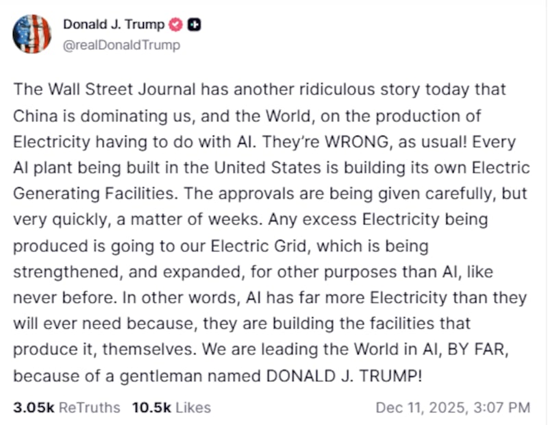 Donald Trump on Truth Social