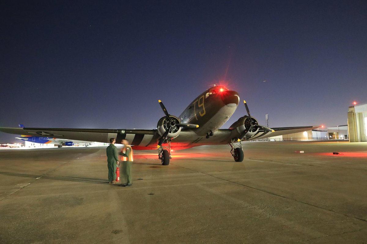 WWII C-49J Christmas Light Flight Over Fort Worth