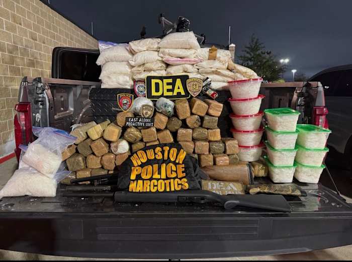 200 pounds of methamphetamine found hidden behind false wall at Houston home