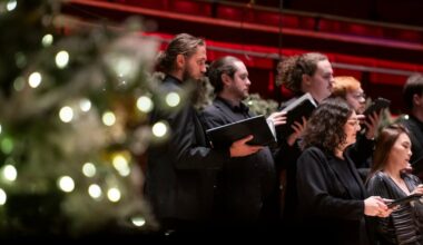 The Philadelphia Symphonic Choir sings with the Philadelphia Orchestra during a performance of ‘Handel’s Messiah’ at the Kimmel Center for Performing Arts on Friday, Dec. 12, 2025.