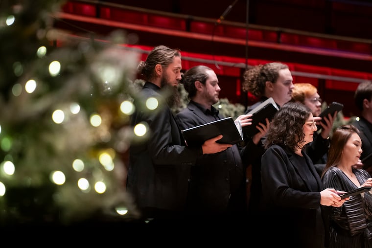 The Philadelphia Symphonic Choir sings with the Philadelphia Orchestra during a performance of ‘Handel’s Messiah’ at the Kimmel Center for Performing Arts on Friday, Dec. 12, 2025.