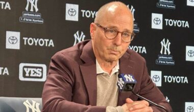 New York Yankees general manager Brian Cashman speaks during a baseball news conference, Thursday, Oct. 16, 2025, in New York.