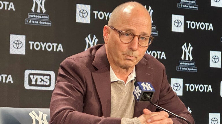 New York Yankees general manager Brian Cashman speaks during a baseball news conference, Thursday, Oct. 16, 2025, in New York.