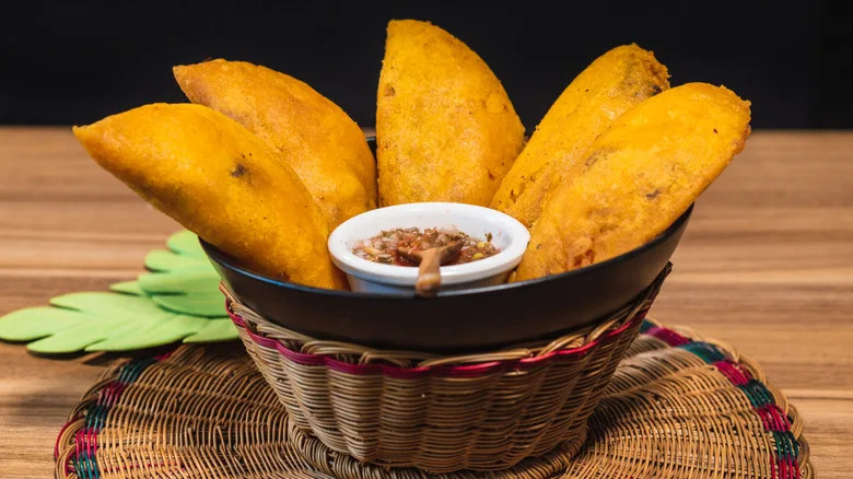 Basket of Colombian empanadas