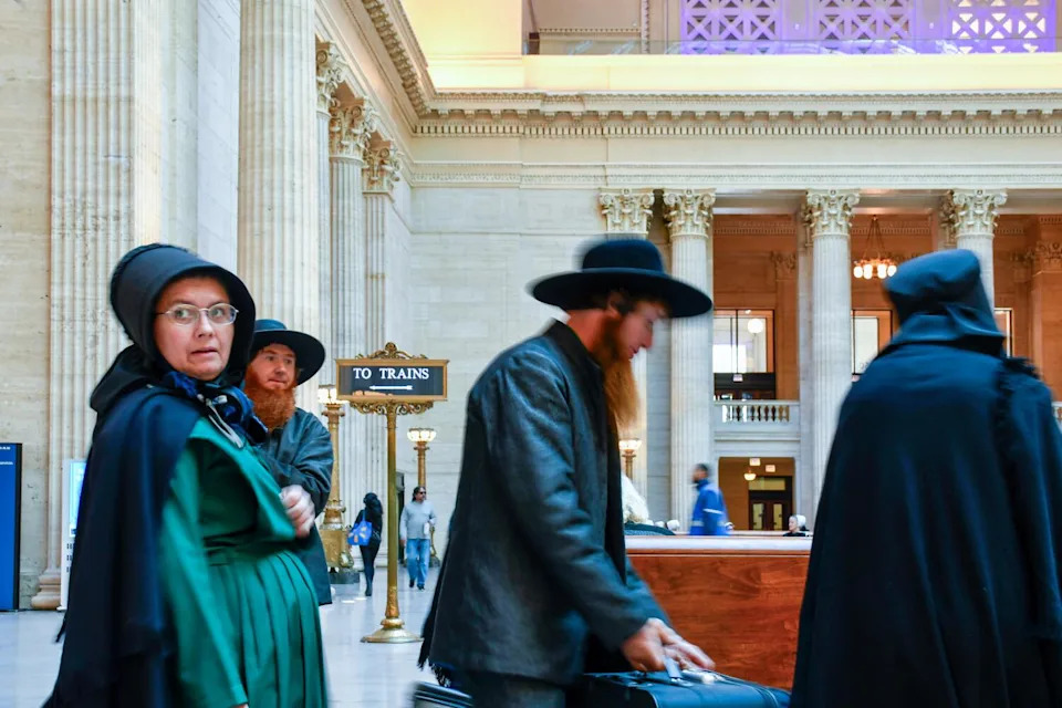 Travelers head toward seats at Chicago Union Station.