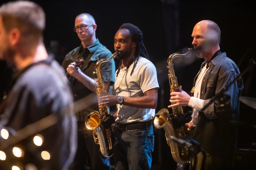 Bleachers at The Ally Coalition Talent Show 2025 at Skirball Center