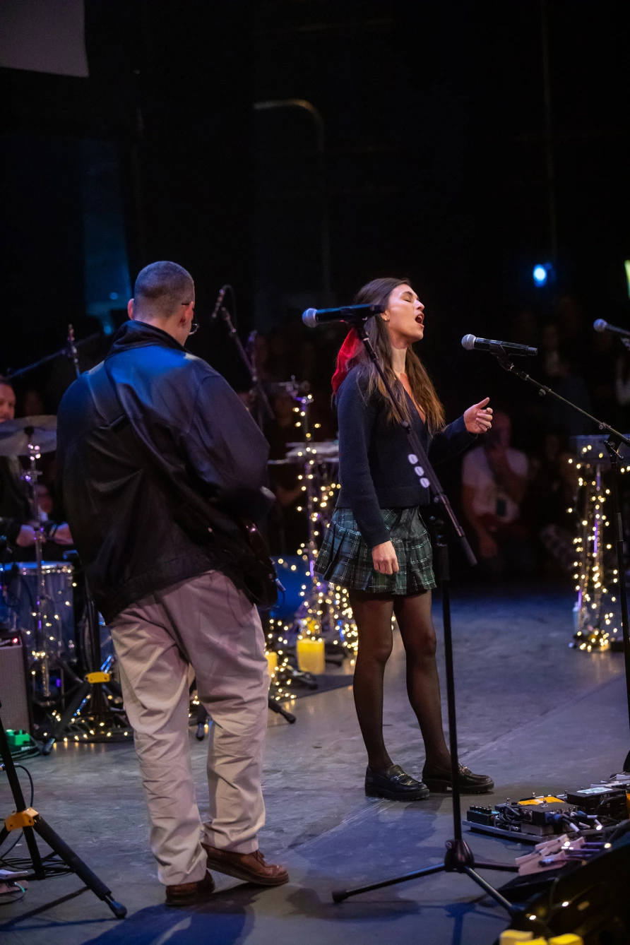 Rainey Qualley with Bleachers at The Ally Coalition Talent Show 2025 at Skirball Center