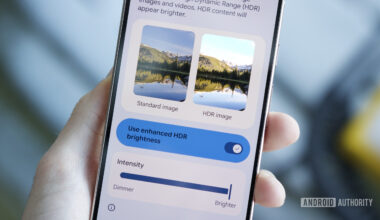 A Pixel phone, showing the new Enhanced HDR brightness settings in Android 16 QPR2.