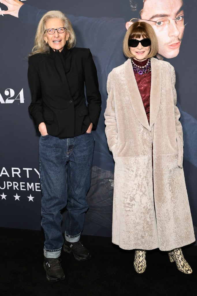 Annie Leibovitz and Anna Wintour attends A24's "Marty Supreme" New York Premiere