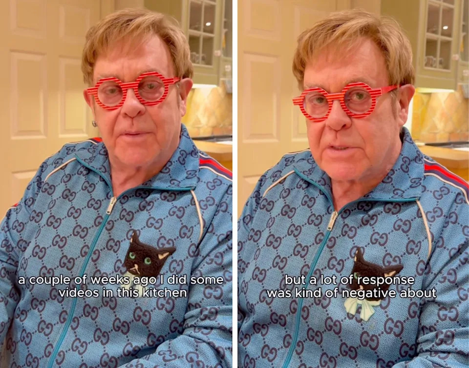Elton John in his kitchen
