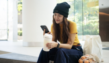young woman with phone