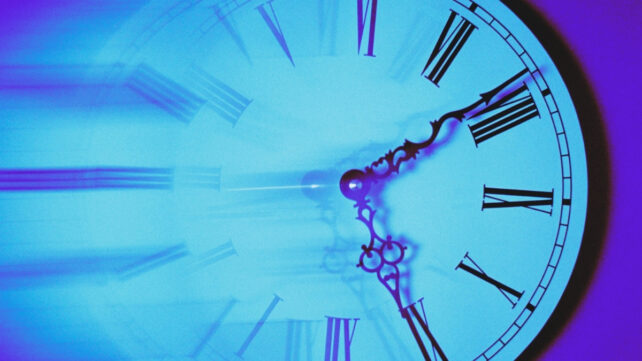 blue blurred clock