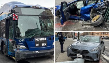 MTA bus crashes into multiple cars, injuring 7 in wild NYC scene that 'looked like a movie'
